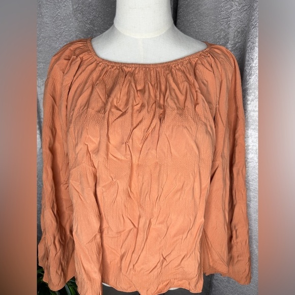 Elizabeth and James All Day Wear Bell Sleeves Over The Shoulder Top Orange Sz S - Picture 3 of 11